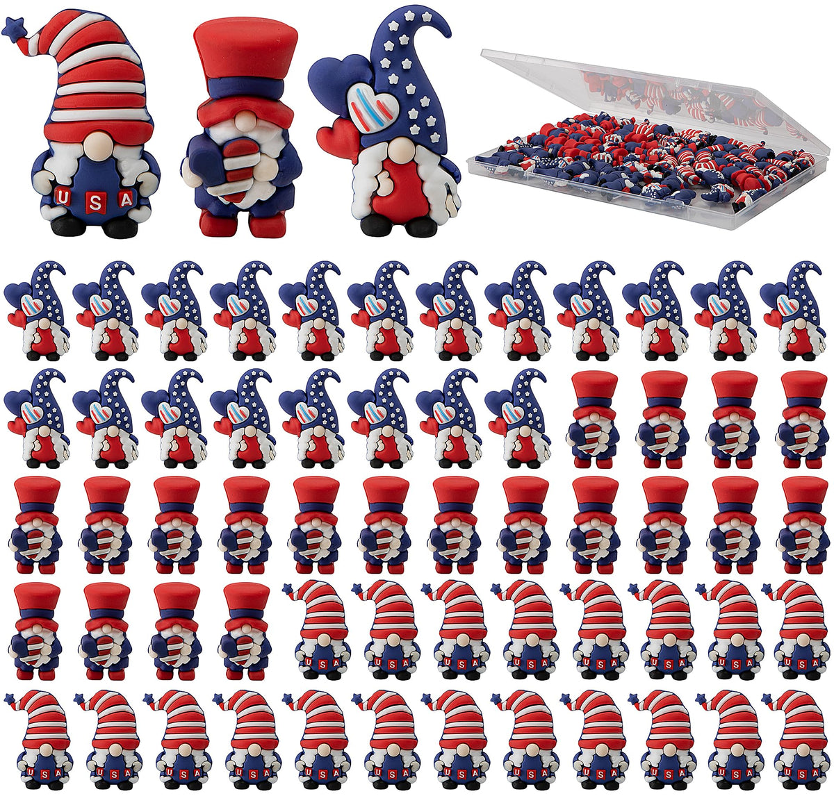 Watayo independence day mini gnomes collection on display shelf adds festive patriotic charm.