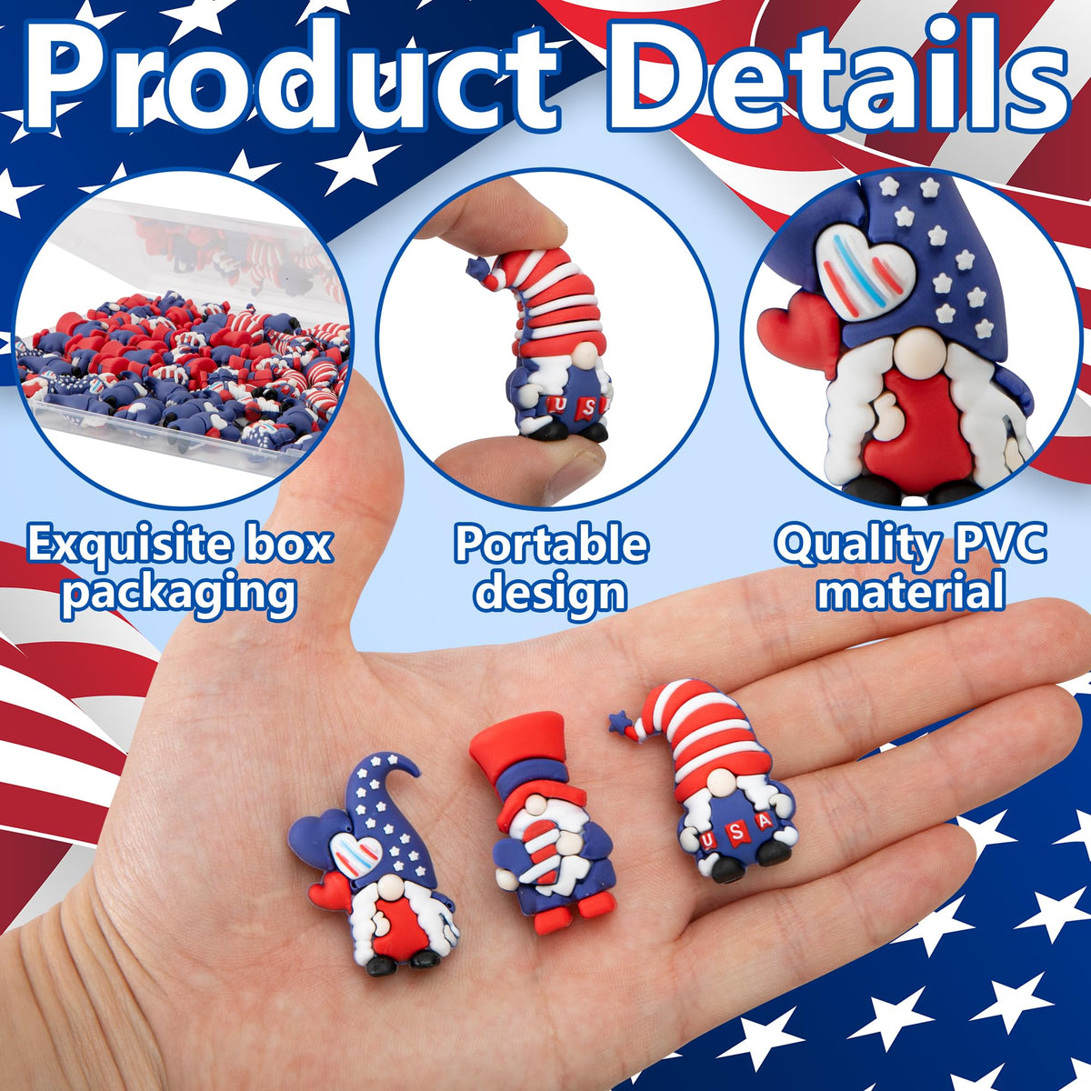 Watayo table décor gnomes perfect for 4th of July celebrations.