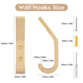 Watbeyoz heavy-duty wood hooks support jackets, hats, mugs up to 11 lbs.