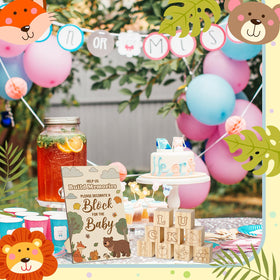 Watersay color-rich baby shower setup showcases playful decor and interactive fun