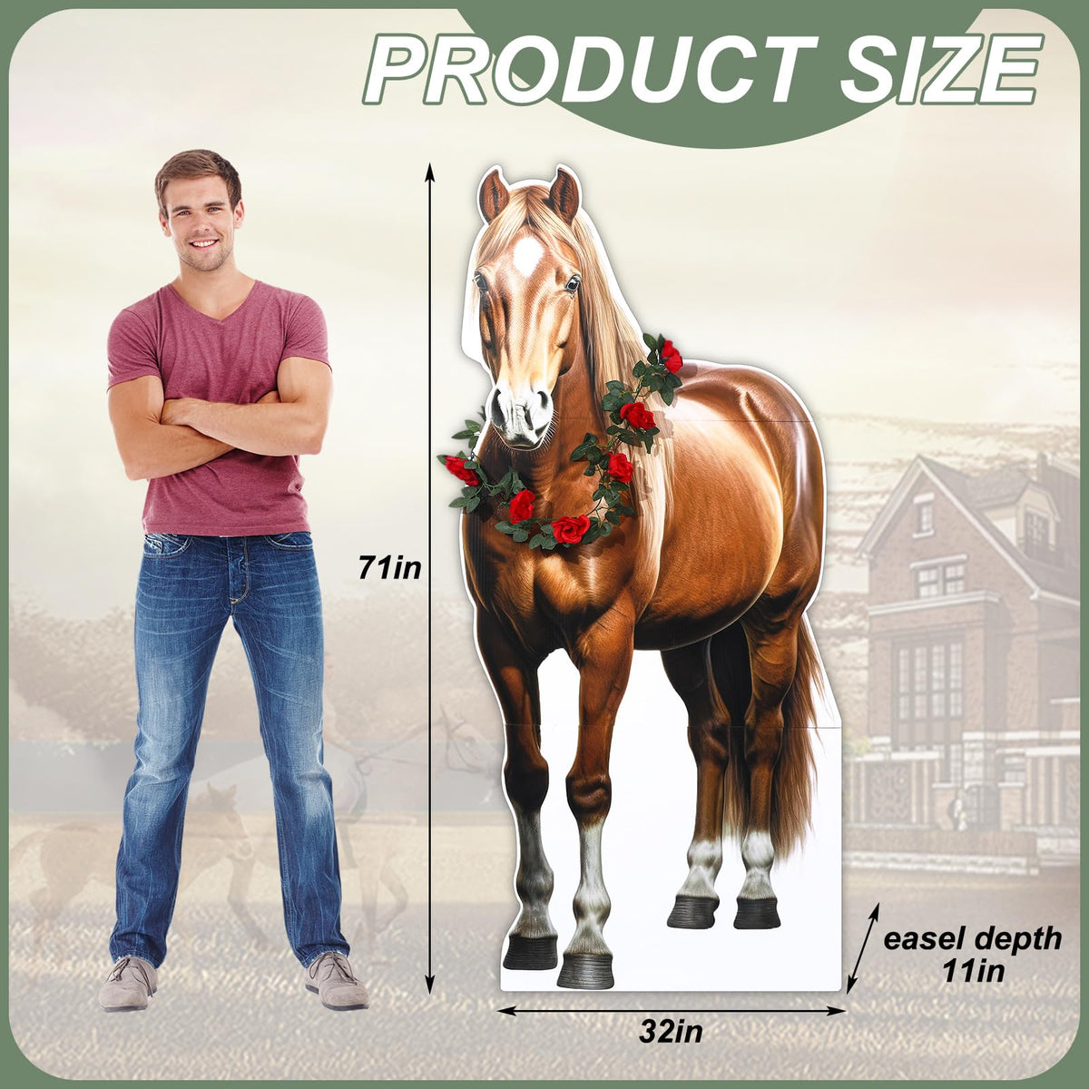 Watersay Derby horse cardboard stand assembly enables fast, simple setup.