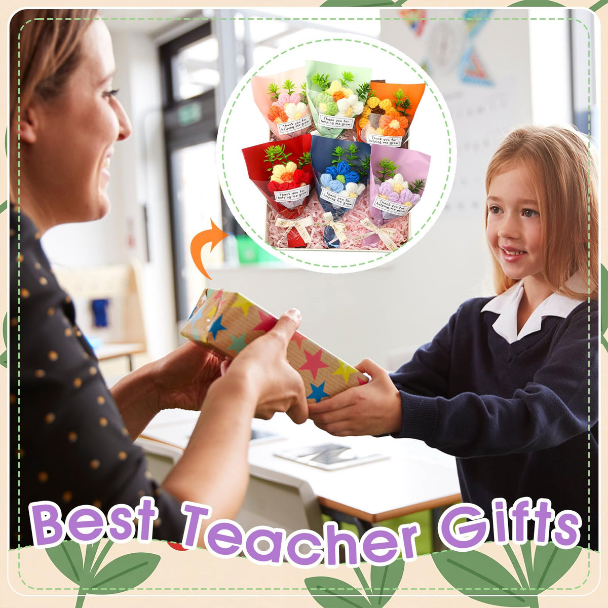 Wavwavw crochet flowers desk decor brighten classrooms and offices.