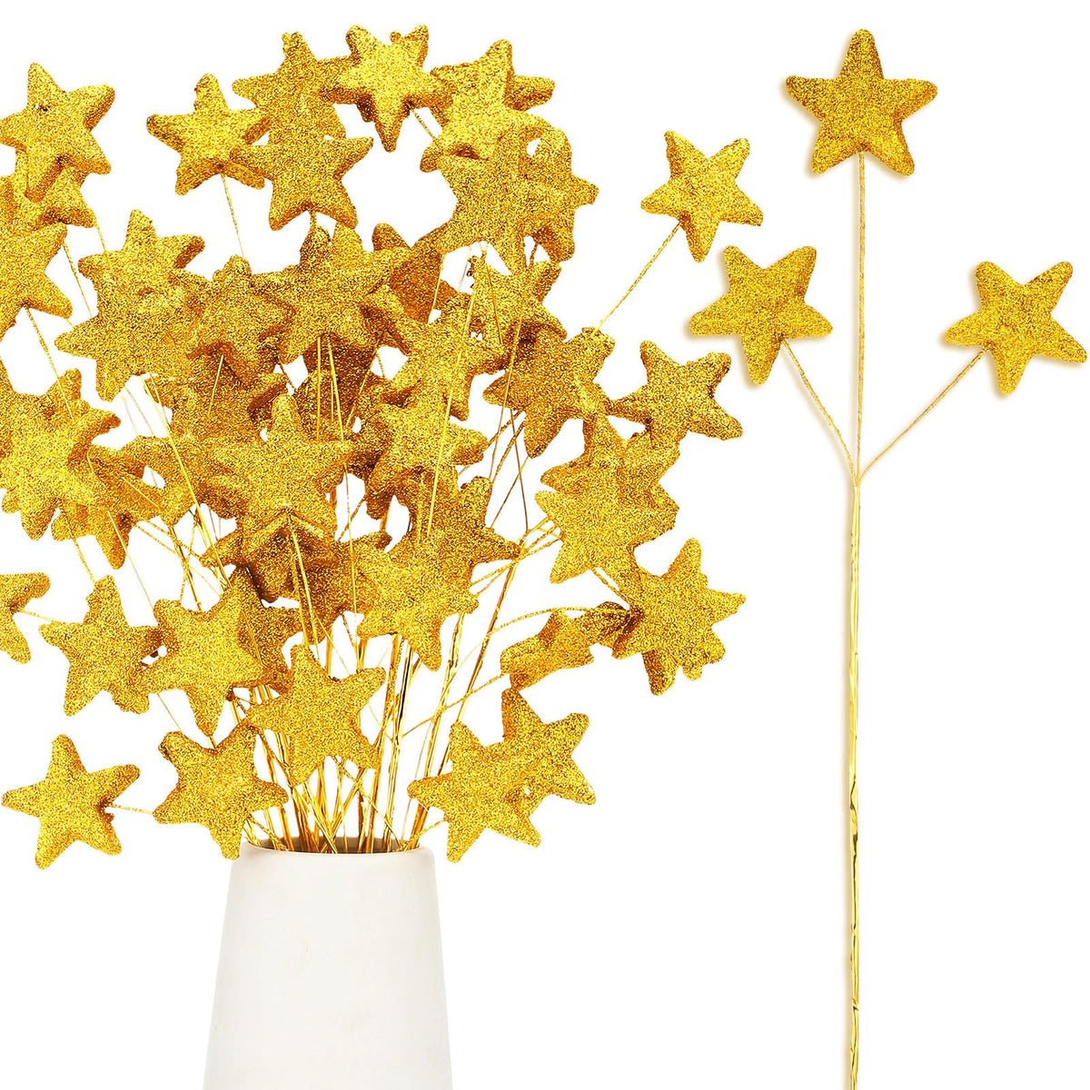 Wavwavw glitter star picks with foam stars, ideal for chic centerpieces.