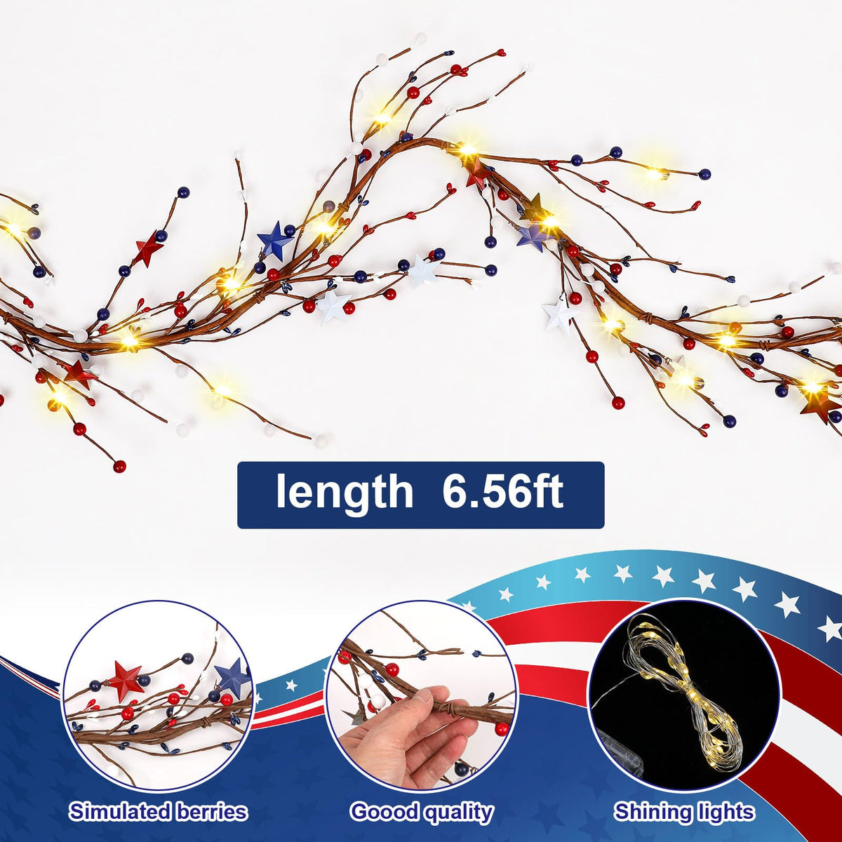 Wavwavw Independence Day garland drapes beautifully over mantels and doors.
