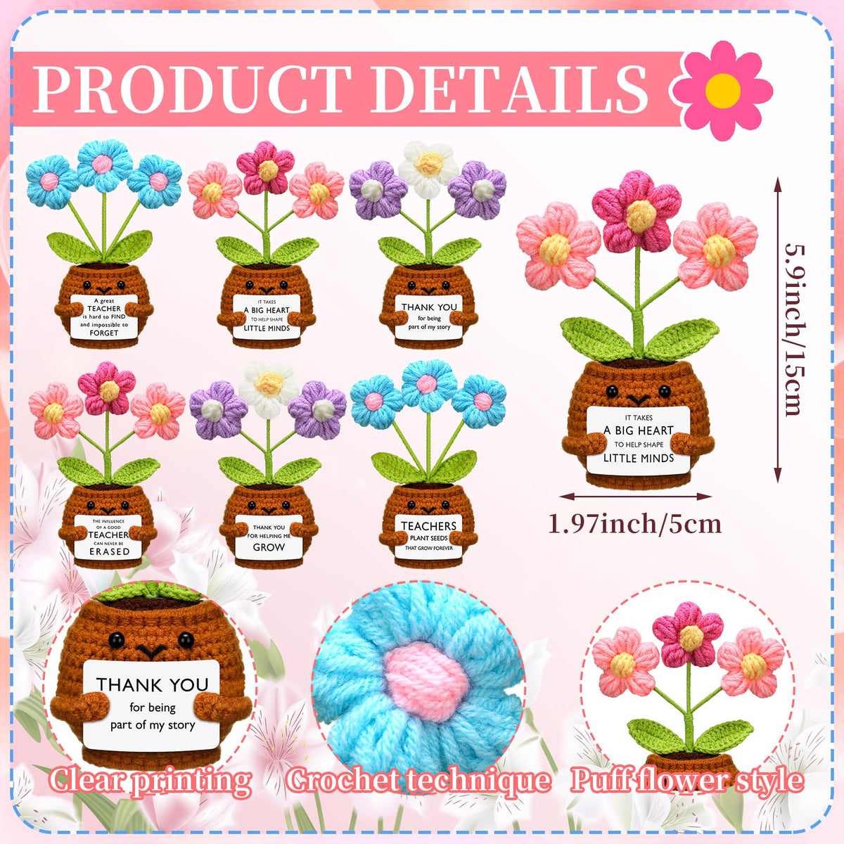 Wavwavw puff flowers with attached inspirational card for teachers