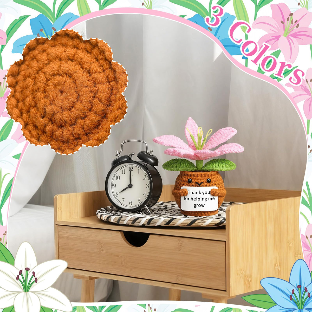 Wavwavw Lily Flower crochet doll gift-ready with thoughtful message card.
