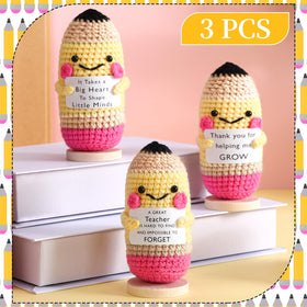 Wavwavw pencil crochet doll on desk display for classroom