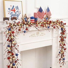 Wavwavw red white blue garland ideal as table centerpiece.
