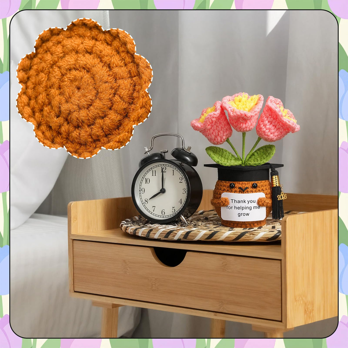Wavwavw small crochet flower plant, space-saving teacher desk decor.