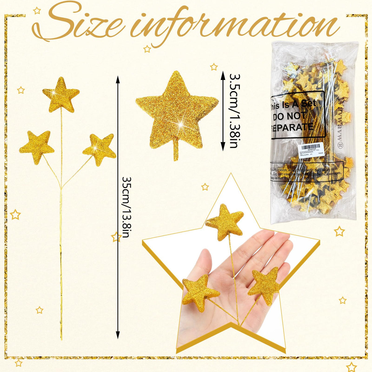 Wavwavw sparkly star stem picks add height and sparkle to vases.