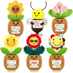 Wavwavw crochet flowers set in mini pots for teacher appreciation gift