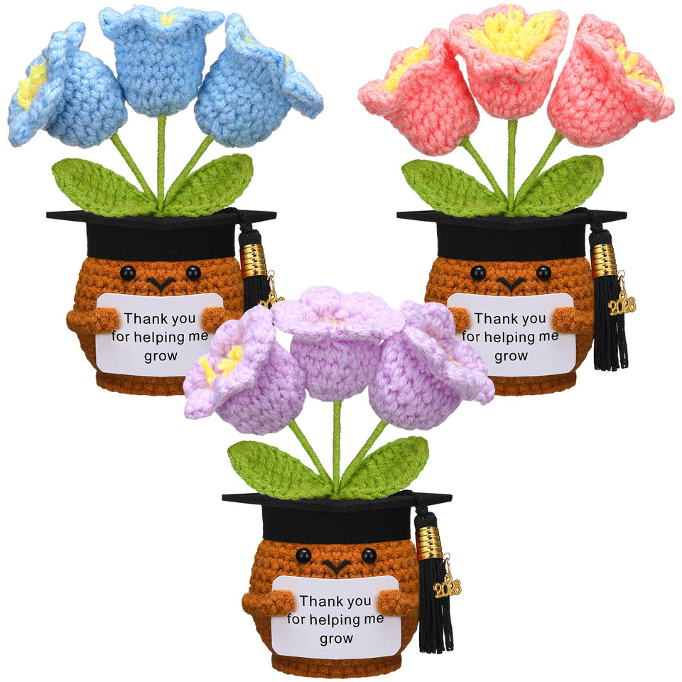 Wavwavw crochet flower gift set for teachers, 3-pack brightens classrooms.