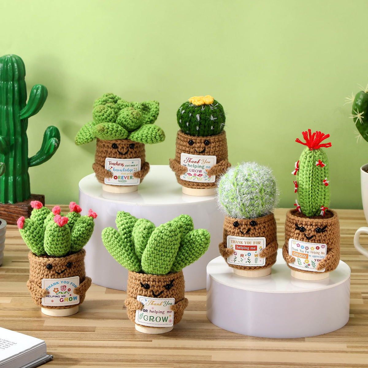 Wavwavw thank you for helping me grow card with crocheted succulent gift.