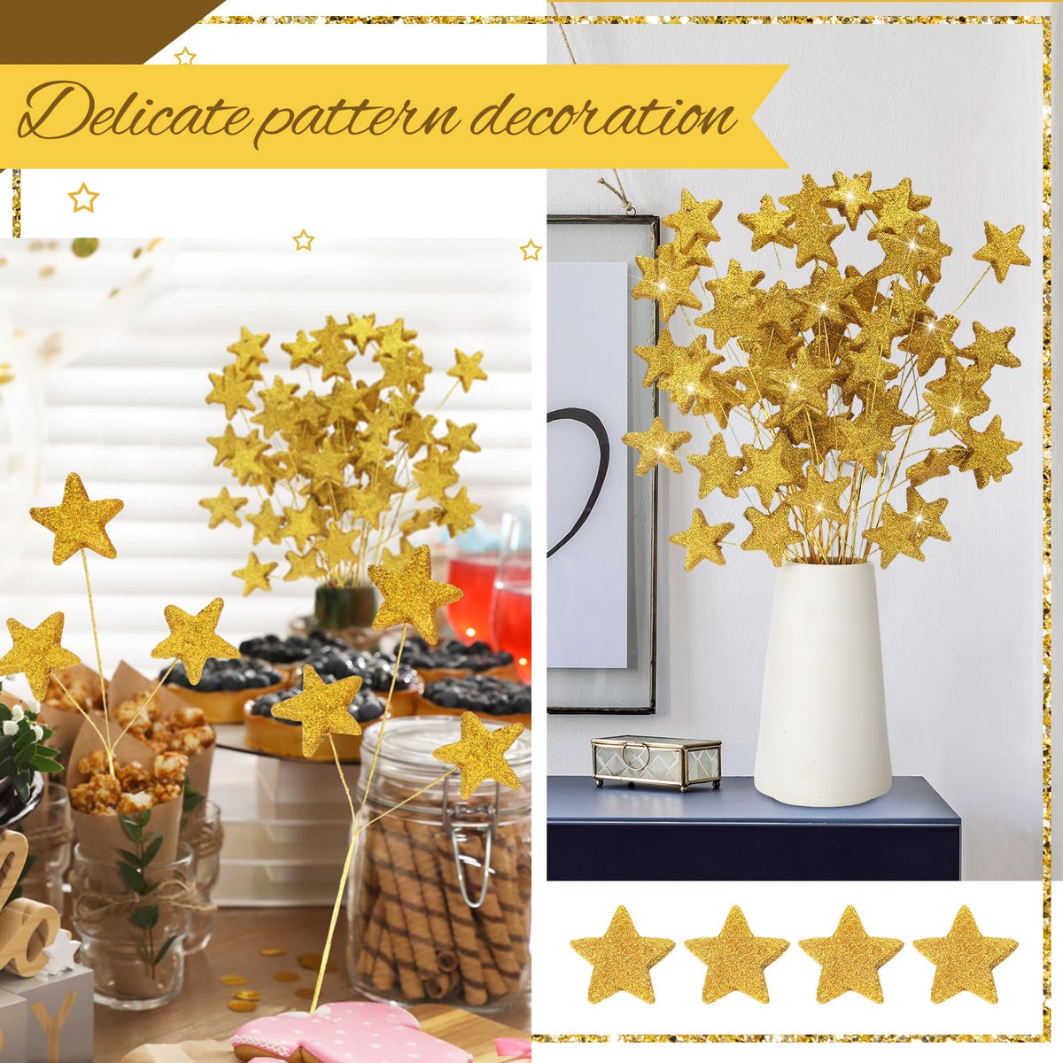 Wavwavw vase filler glitter stars for wreaths and mantels.