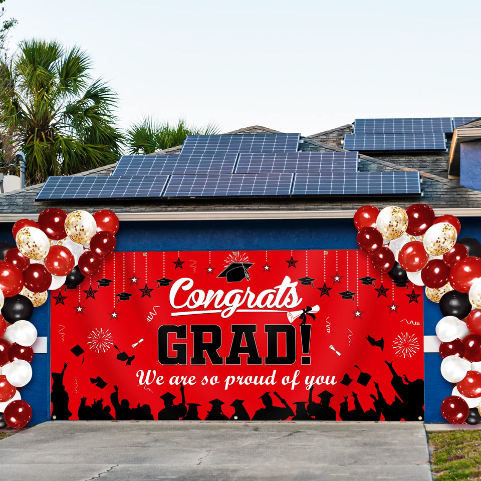 Wavyknot congrats grad banner 6x13ft for graduation decor.
