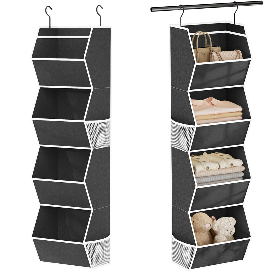 Wawocs hanging closet organizer with four shelves boosts wardrobe storage
