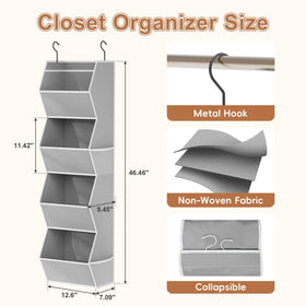 Wawocs hanging closet organizer collapsible design folds flat for storage.