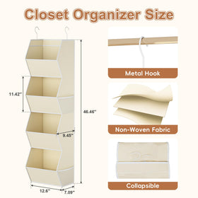 Wawocs hanging closet organizer mesh pockets for small items near the rod