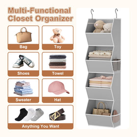 Wawocs hanging closet organizer open trapezoidal frame minimizes items falling and maximizes space.