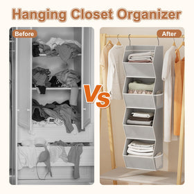 Wawocs hanging closet organizer reinforced bottom board prevents sagging for heavier items.