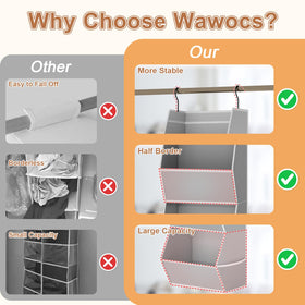 Wawocs hanging closet organizer side mesh pockets store small items for quick access.