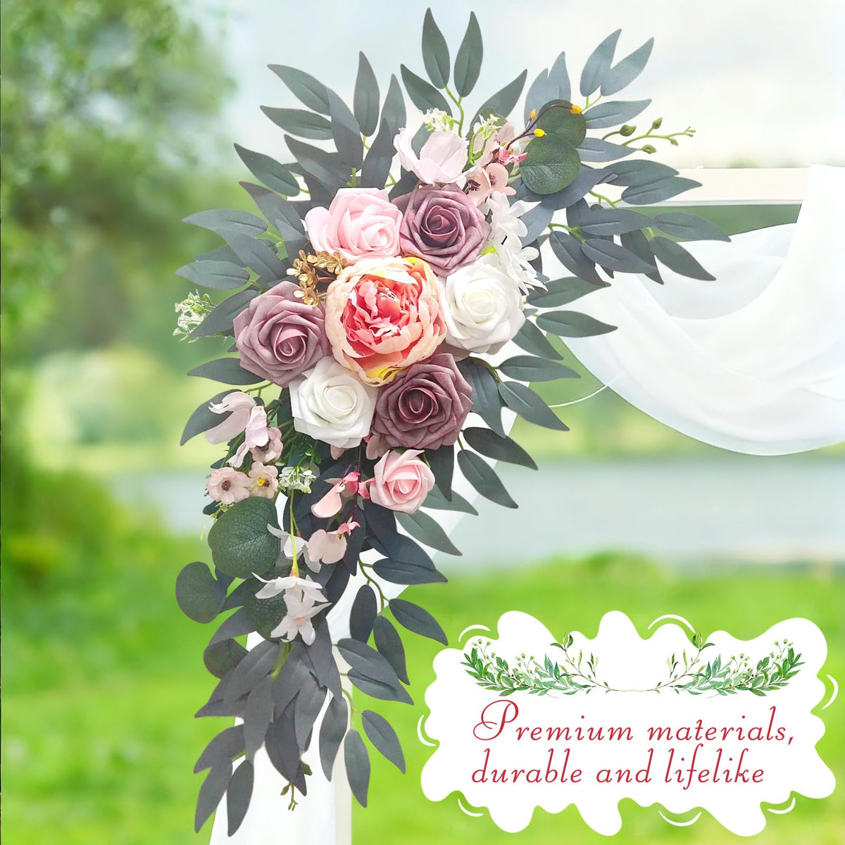 WAYNHUI dusty rose arch flowers enhancing wedding ambiance