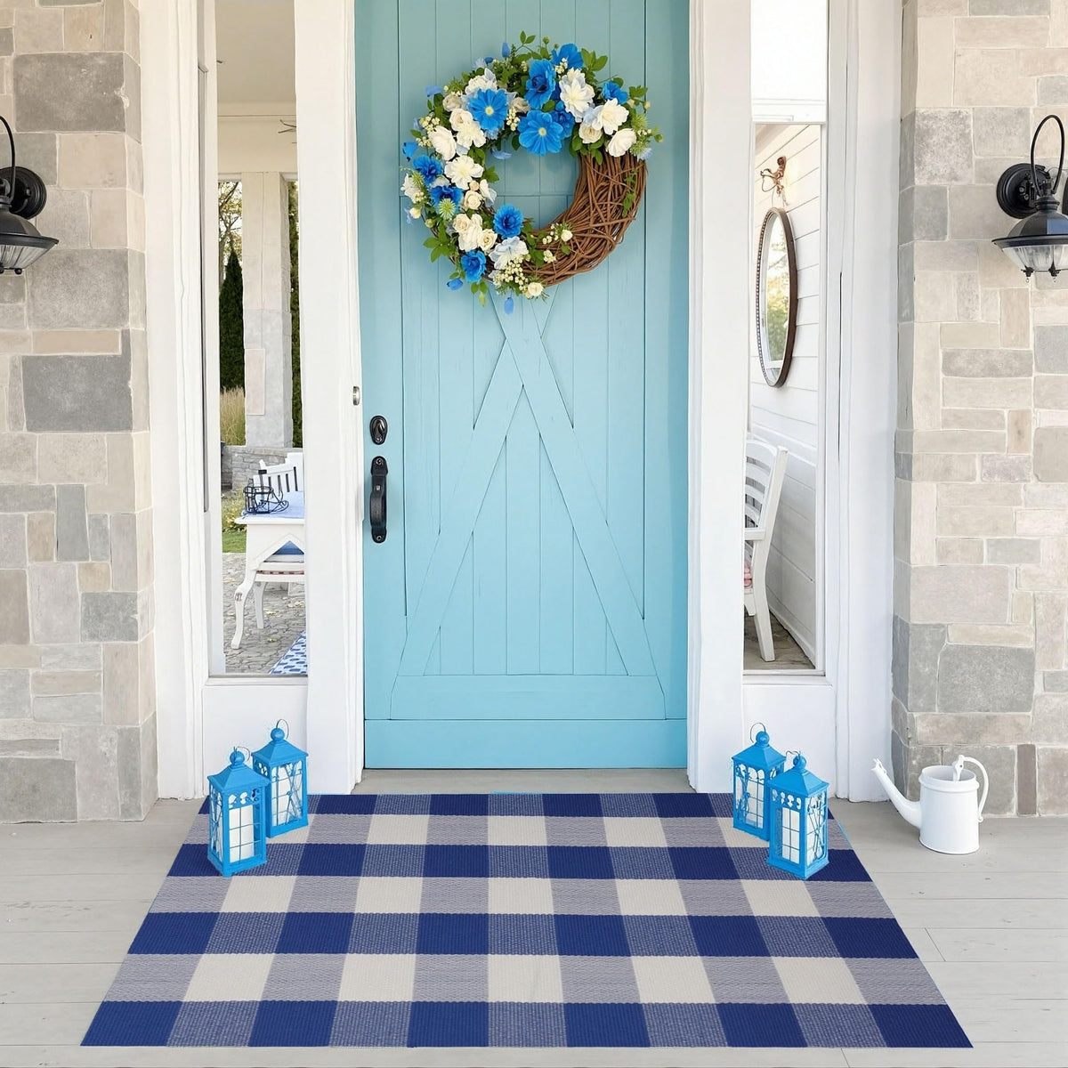 WAYYE layered doormat combo at entryway welcoming guests with layered look
