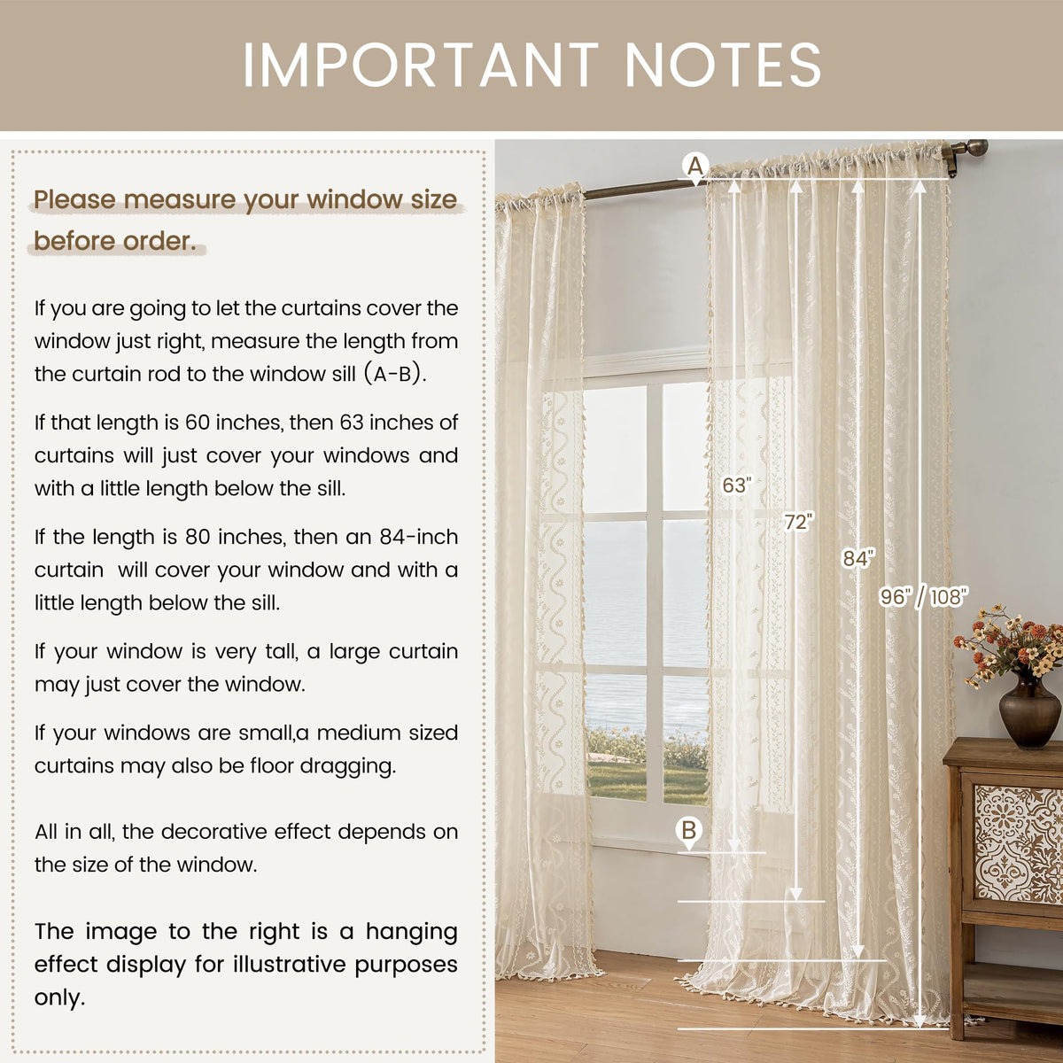 WAZZIO beige lace curtains create serene, refined room ambiance