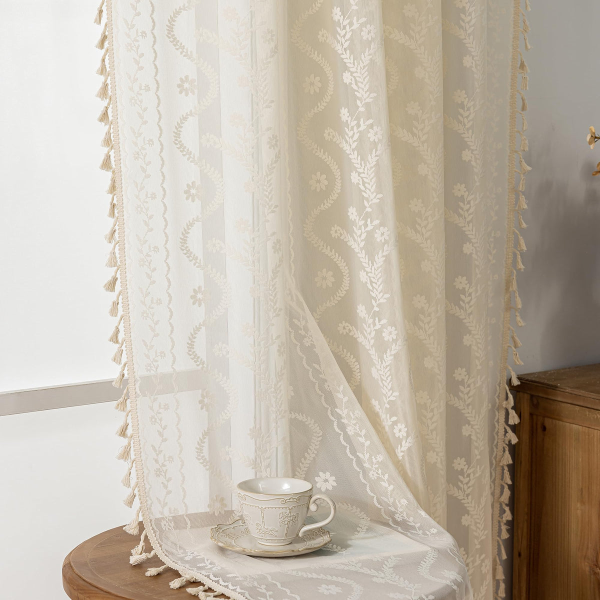WAZZIO boho-victorian floral curtains blend charm with timeless style