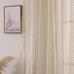 WAZZIO crochet geometry pattern adds vintage charm while preserving daytime privacy