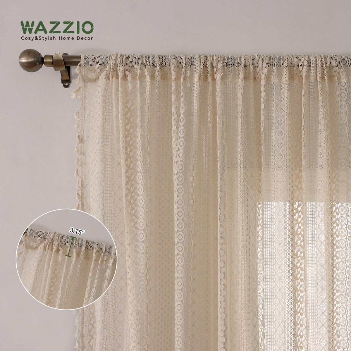 WAZZIO light-filtering fabric provides gentle glow and privacy.