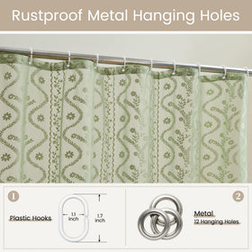 WAZZIO Sage Green Lace Curtain rustproof grommets ensure quick setup