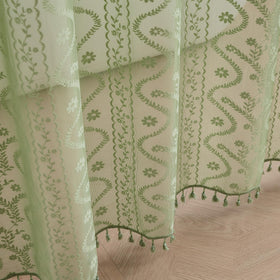 WAZZIO Sage Green Lace Curtain hooks included for instant installation