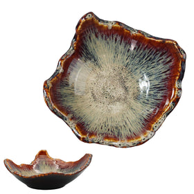 WBXZIXN 8-inch ceramic bowl with irregular edge adds rustic charm to any table.