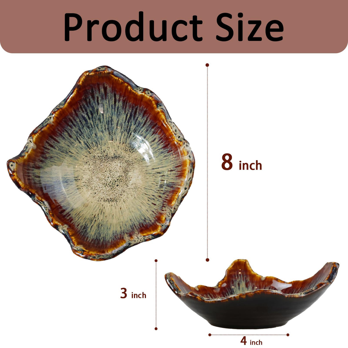 WBXZIXN reactive glaze showcases earthy browns and amber tones for stylish counters.