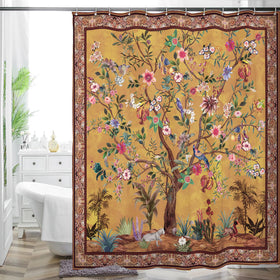 WC WAH CHUN bohemian shower curtain with floral pattern for stylish bathroom coverage.