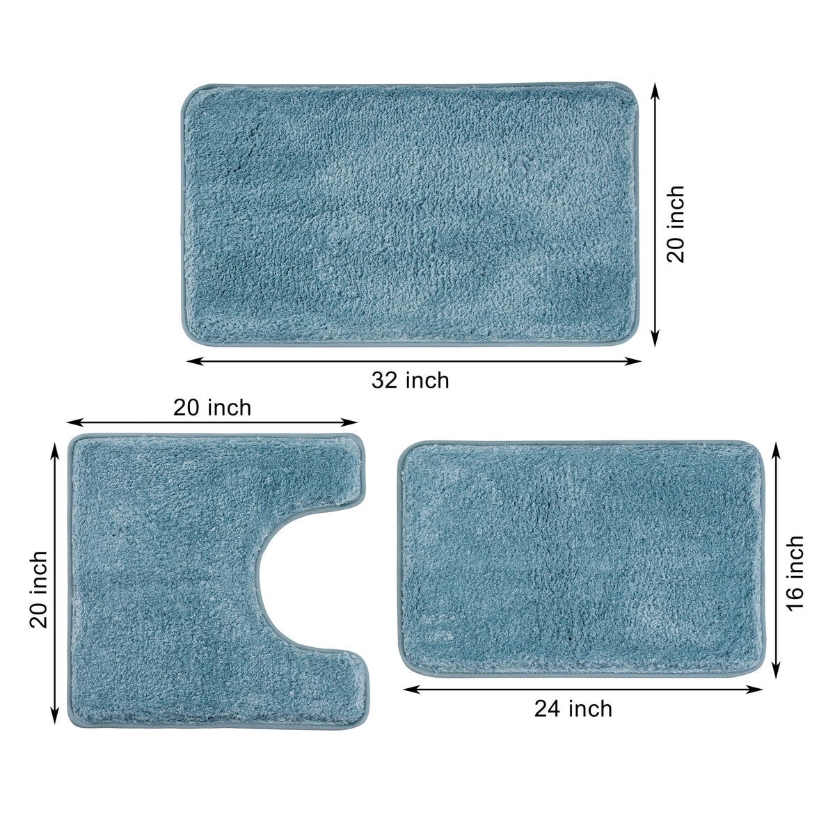 WCBSTT Lake Blue U-shape rug showing contoured fit for enhanced bathroom floor grip.