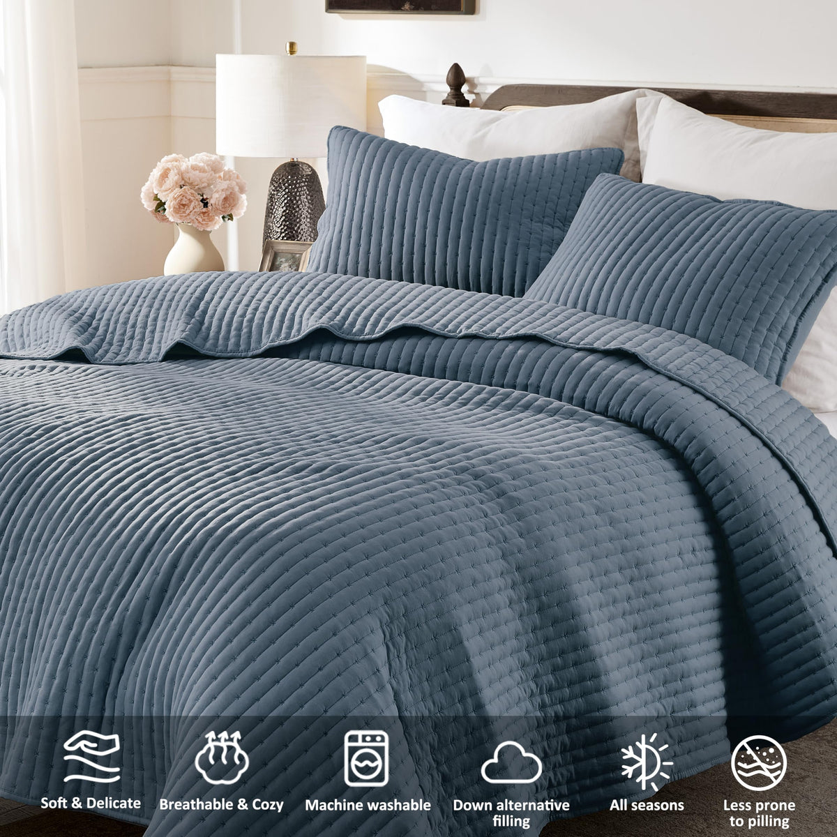 WDCOZY all-season bedding provides versatile warmth for year-round sleeping comfort.