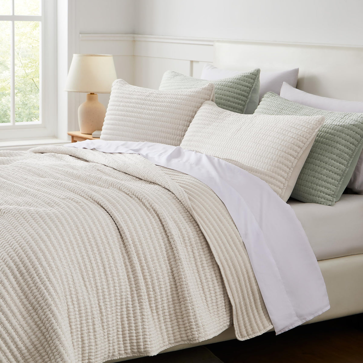 WDCOZY bamboo linen like texture coverlet provides a cool touch for summer nights