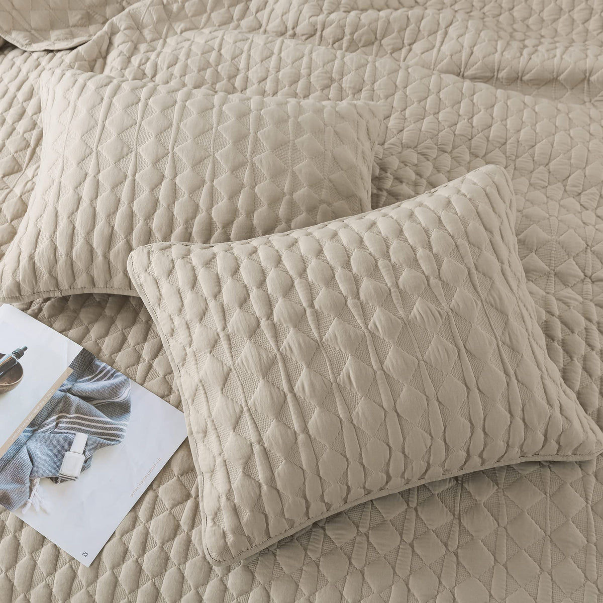WDCOZY beige quilt queen pillow-shams complete the coordinated bedding for a polished bed