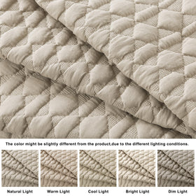 WDCOZY beige quilt queen textured-surface highlights bubble-like stitching for a contemporary look
