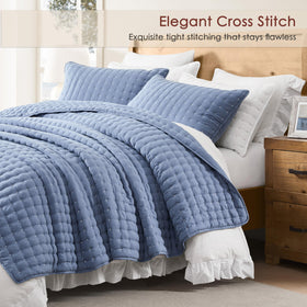 WDCOZY blue pillow shams close-up highlighting plush design.