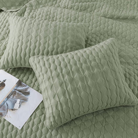 WDCOZY pillow shams 20x36 complement the Cal King quilt in Sage Green.