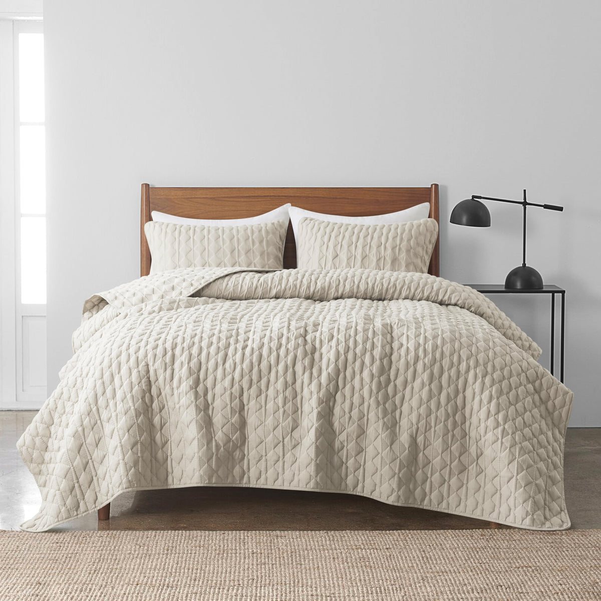 WDCOZY Cal King quilt with two shams adds coordinated drape and pillow coverage