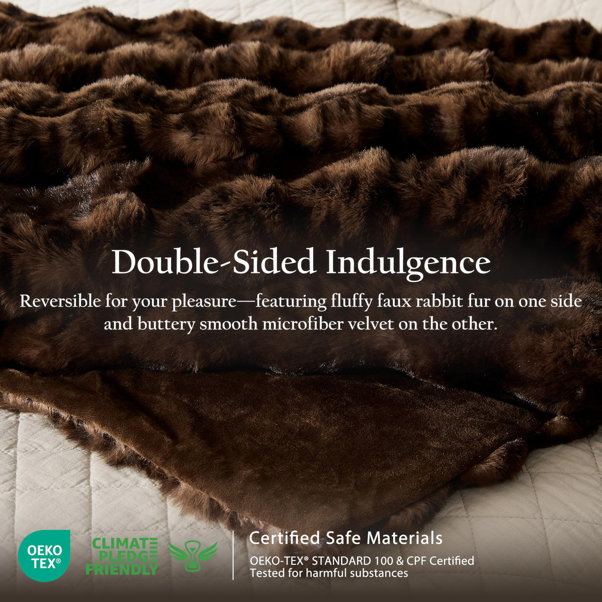 WDCOZY faux rabbit fur blanket close-up, luxurious softness for couch lounging