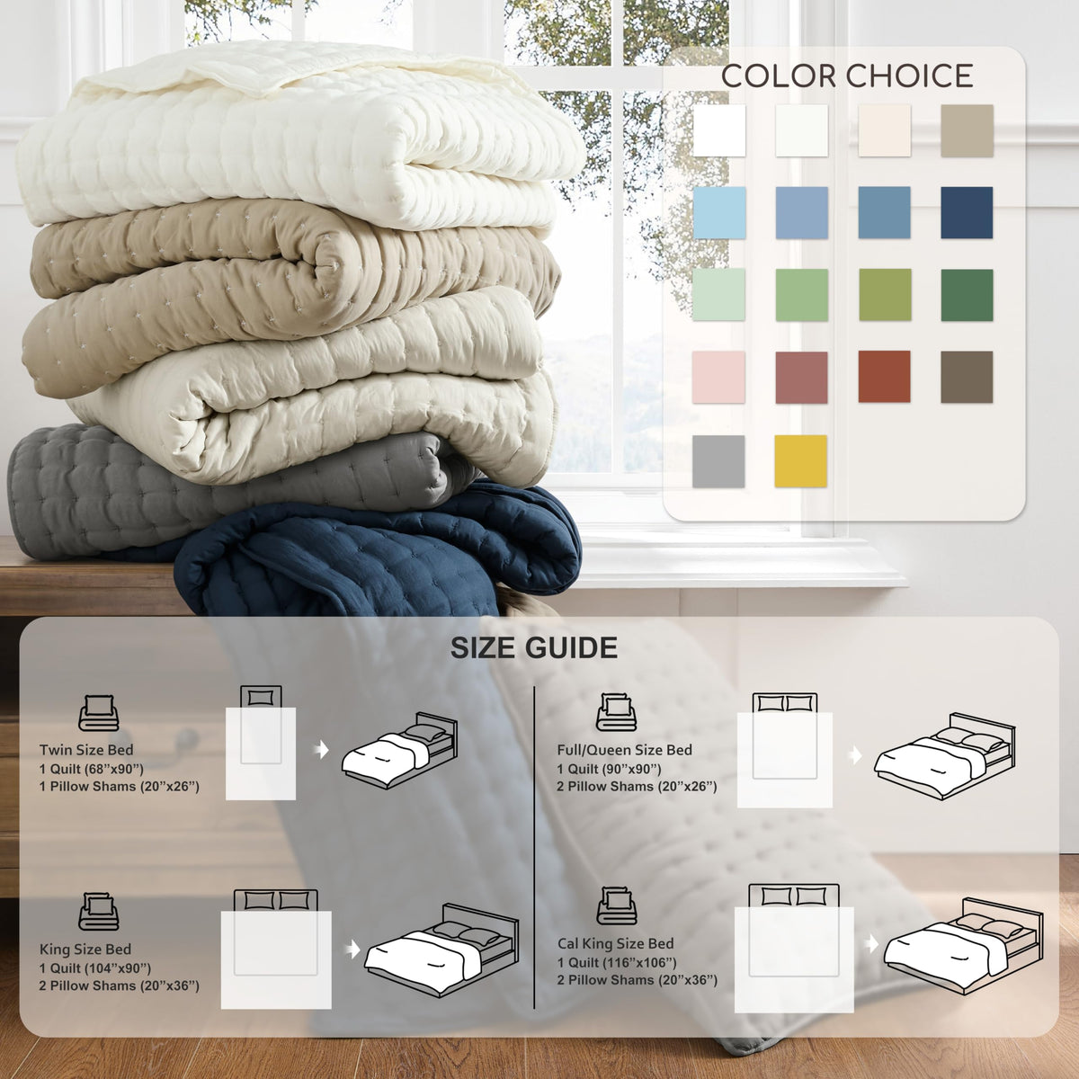 WDCOZY navy blue king quilt OEKO-TEX certified badge close-up.