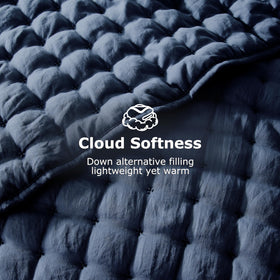 WDCOZY navy blue king quilt pillow shams close-up.