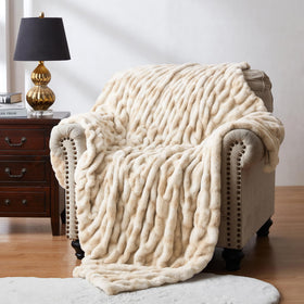 wdcozy ruched faux fur throw blanket offers warm inviting texture on sofas
