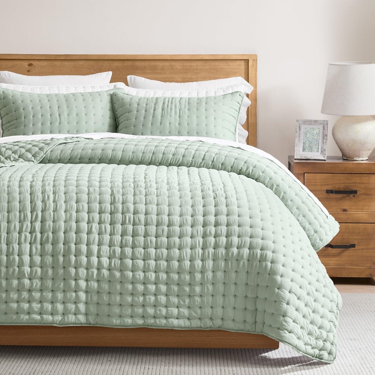 WDCOZY Sage Green king quilt set in Mist Sage for timeless bedroom style