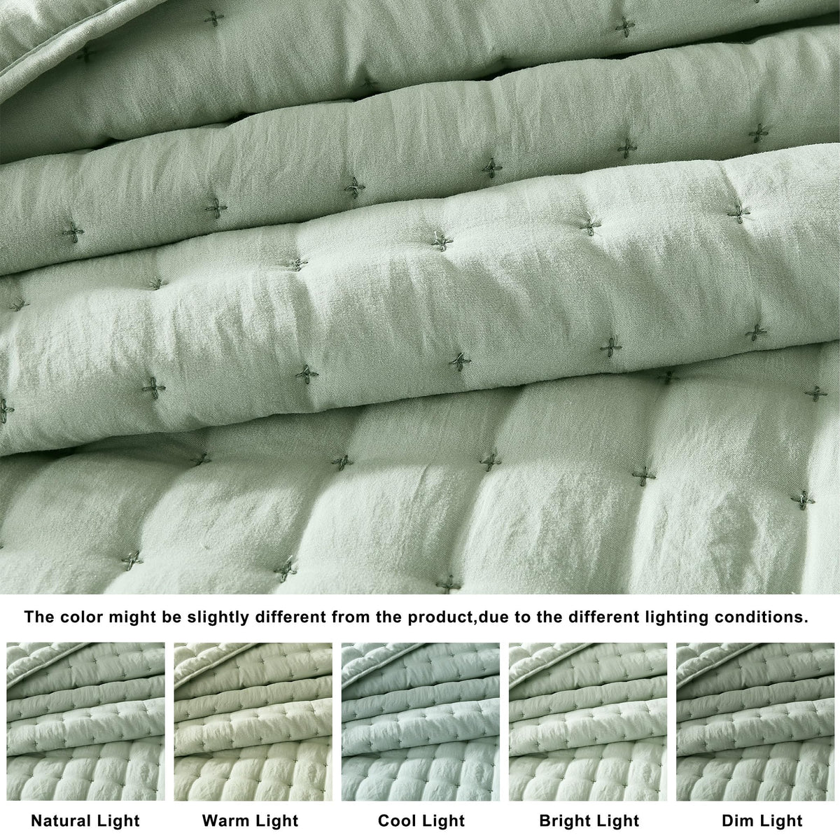 WDCOZY Sage Green Twin Quilt Set on a neatly made bed for cozy aesthetics